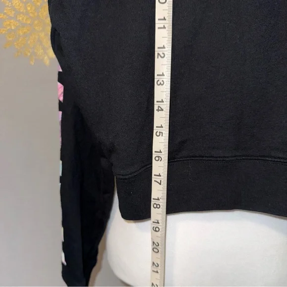 Victoria’s Secret Pink Brand Black Crop Hoodie Sweatshirt Women’s Chic Y2K‎ 90’s - Picture 8 of 9
